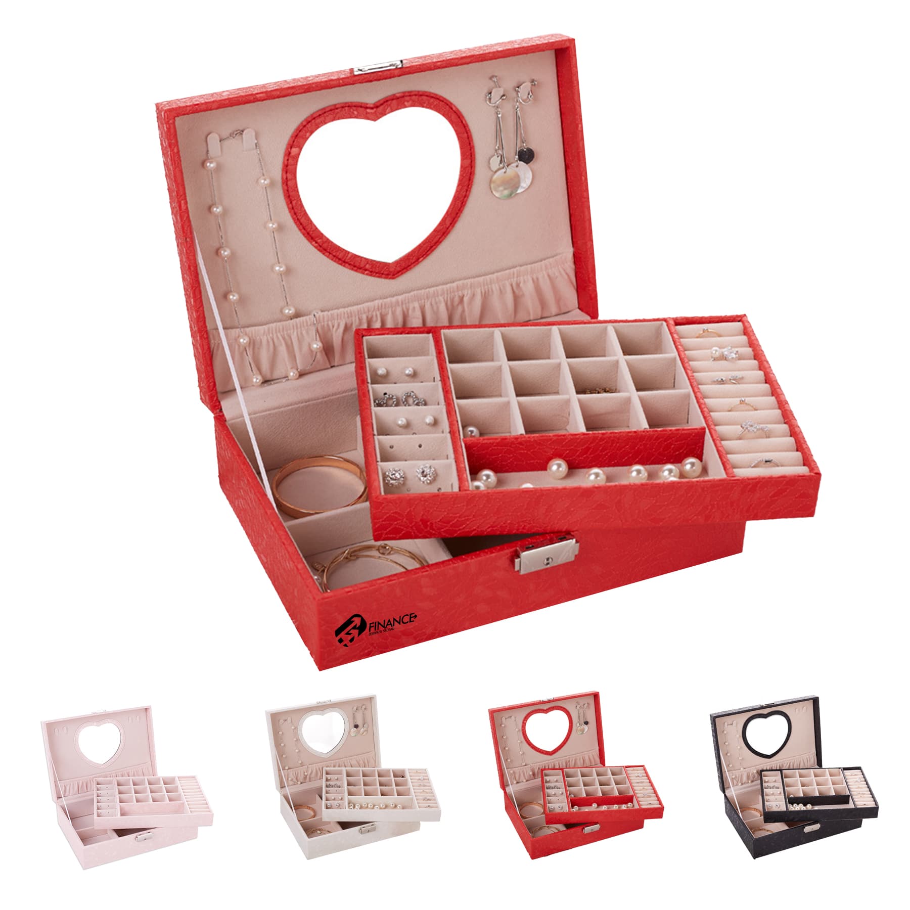 Custom Multi-Layer Jewelry Organizer Box with Mirror & Lock