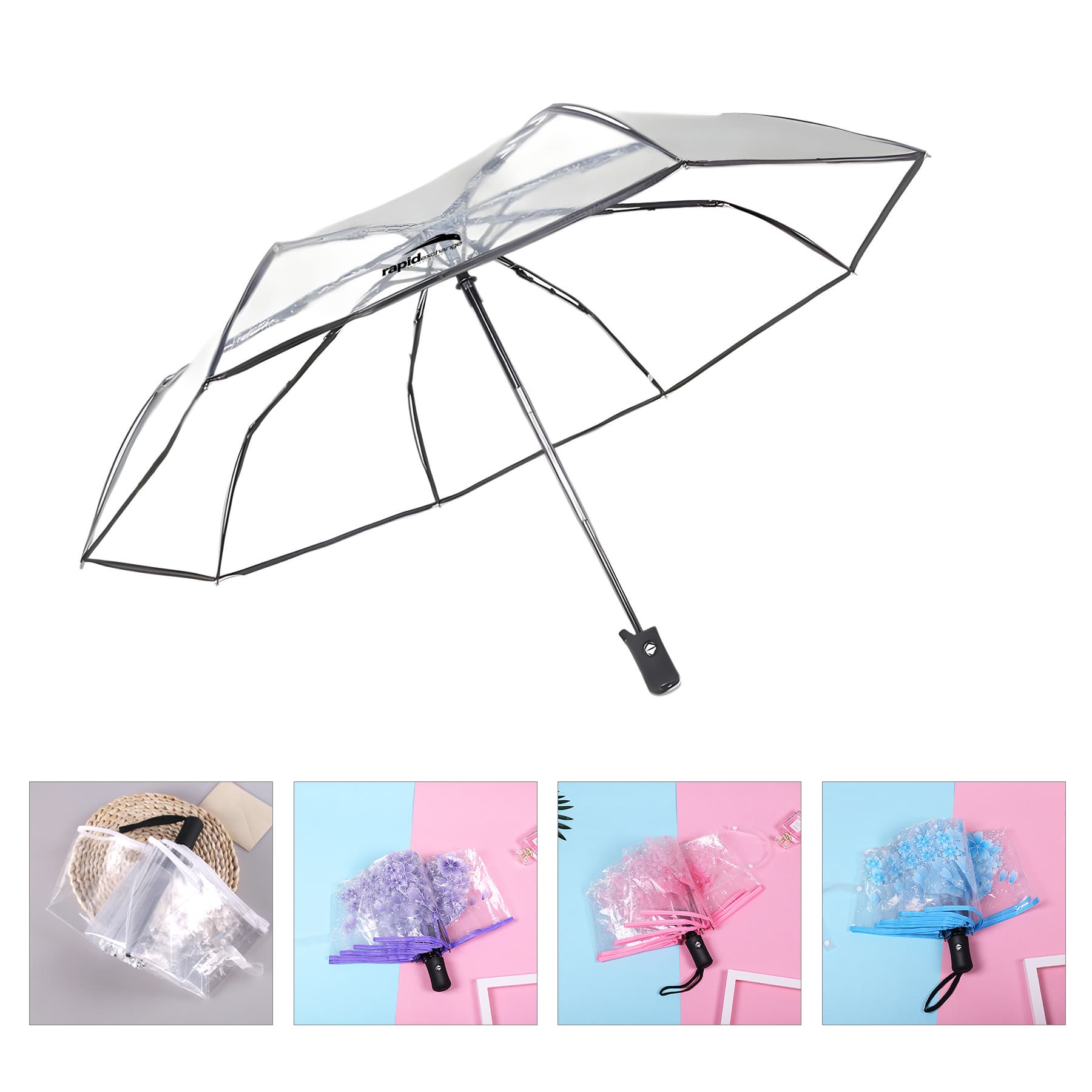 Automatic Folding Transparent Clear Umbrella
