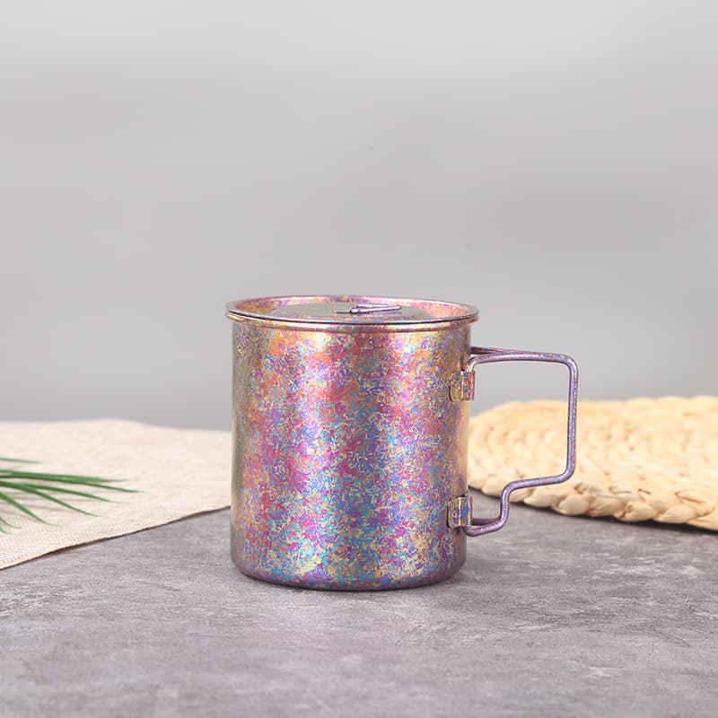 Ultralight Purple Titanium Cup with Lid