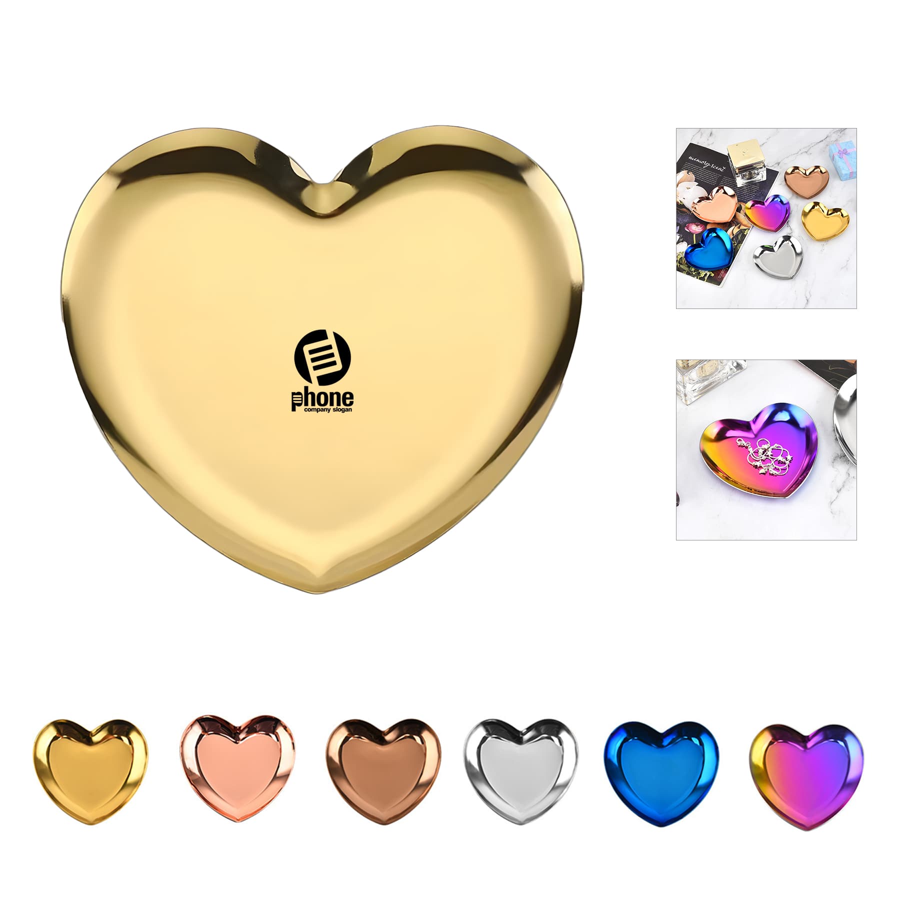 Stainless Steel Heart-Shaped Jewelry Tray Dish