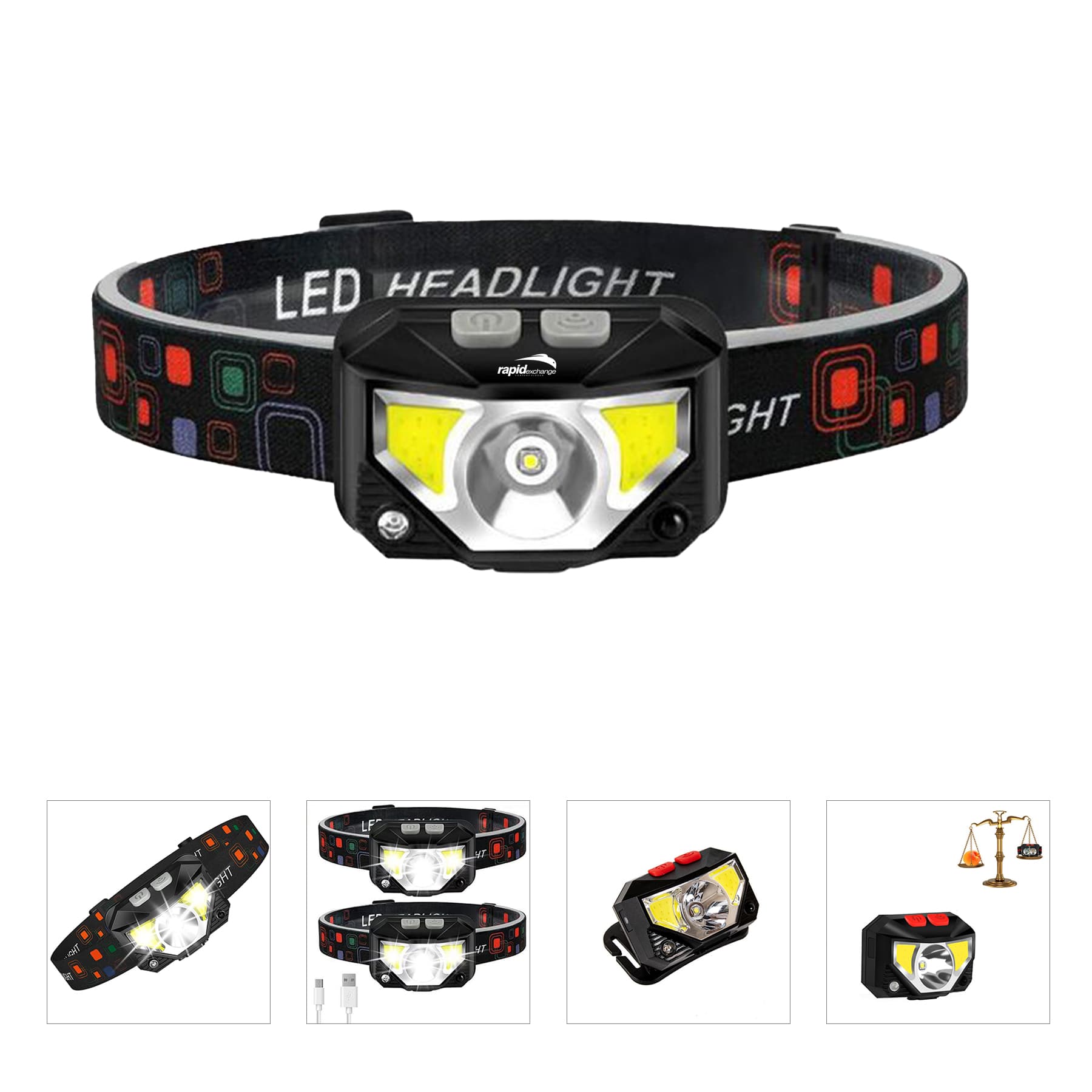 Bright LED Rechargeable Headlight Headlamp Flashlight