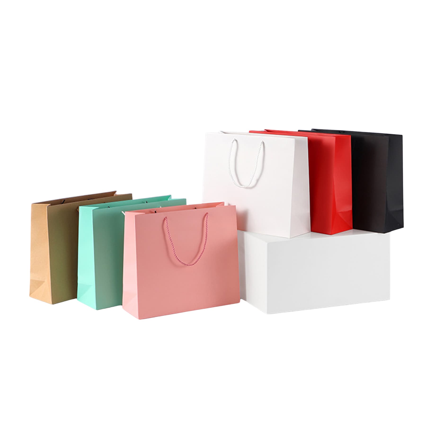White Cardboard Paper Handbag Gift Bag Kraft Paper Food Clothing Jewelry Packaging Bag Wholesale 21*27*8cm