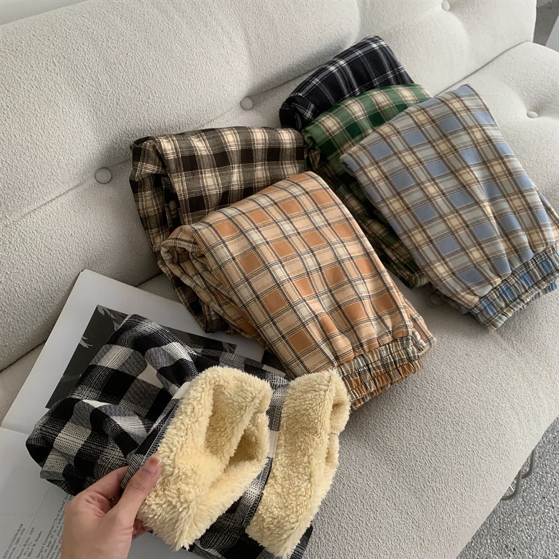 Thickened lambswool casual warm pants