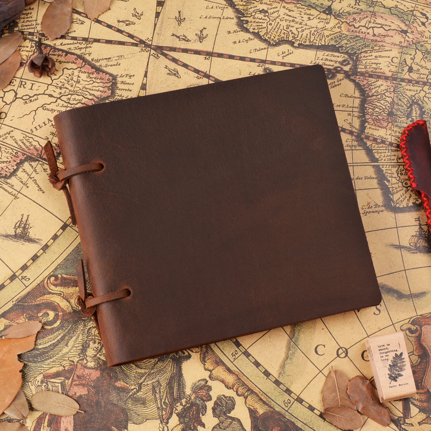 Genuine leather strap notebook