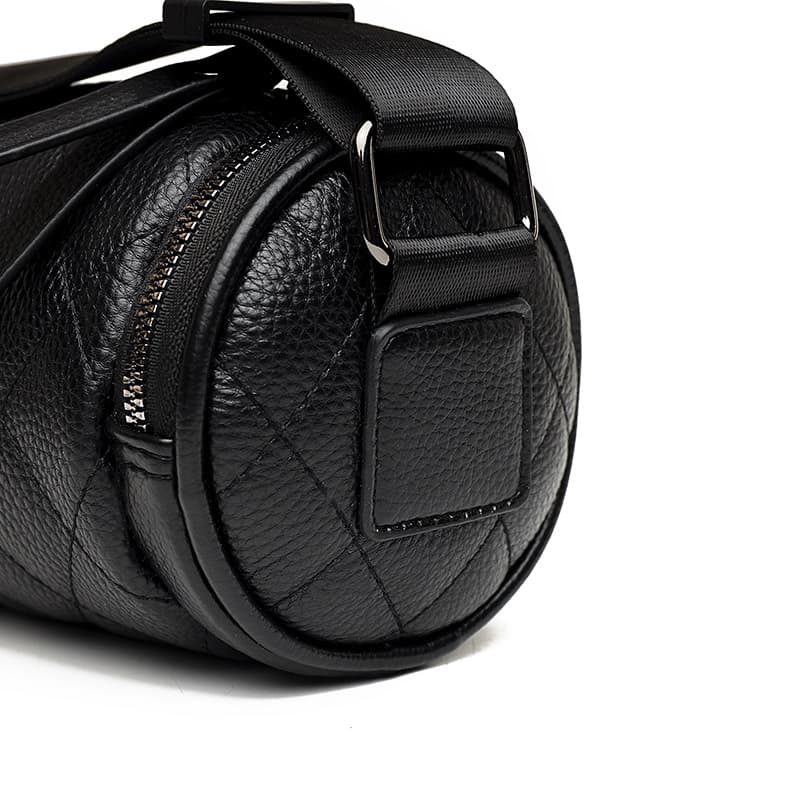 Real Leather Cylinder Crossbody Shoulder Bag