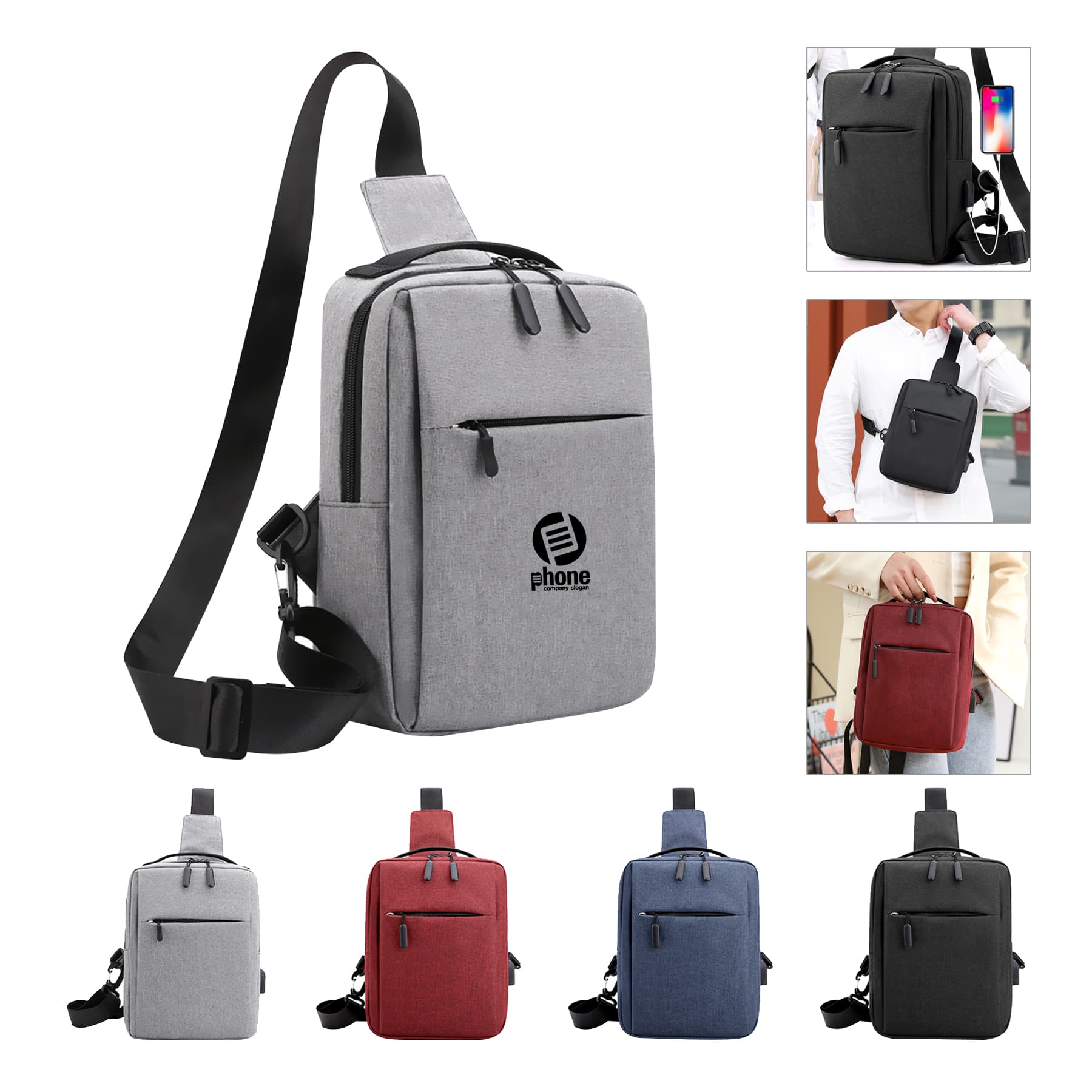 Waterproof Crossbody Bag With USB Charging Port