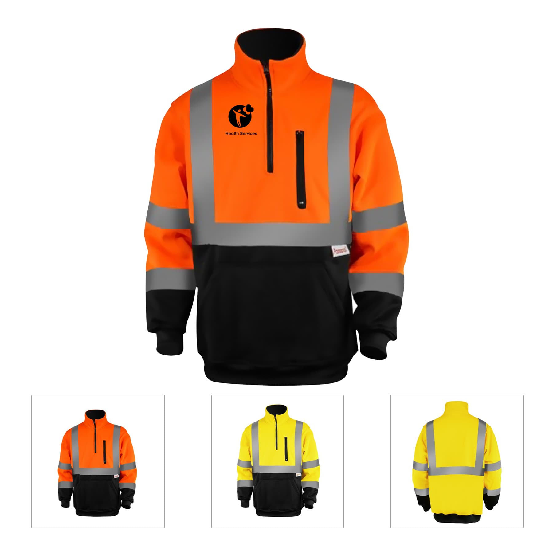 PREMIUM HI VIZ COLOR BLOCK SAFETY QUARTER ZIP WITH POCKET