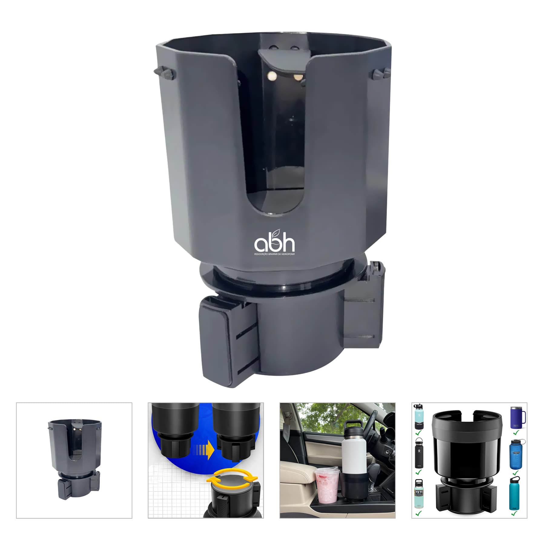 Car Cup Holder Expander Organizer with Adjustable Base