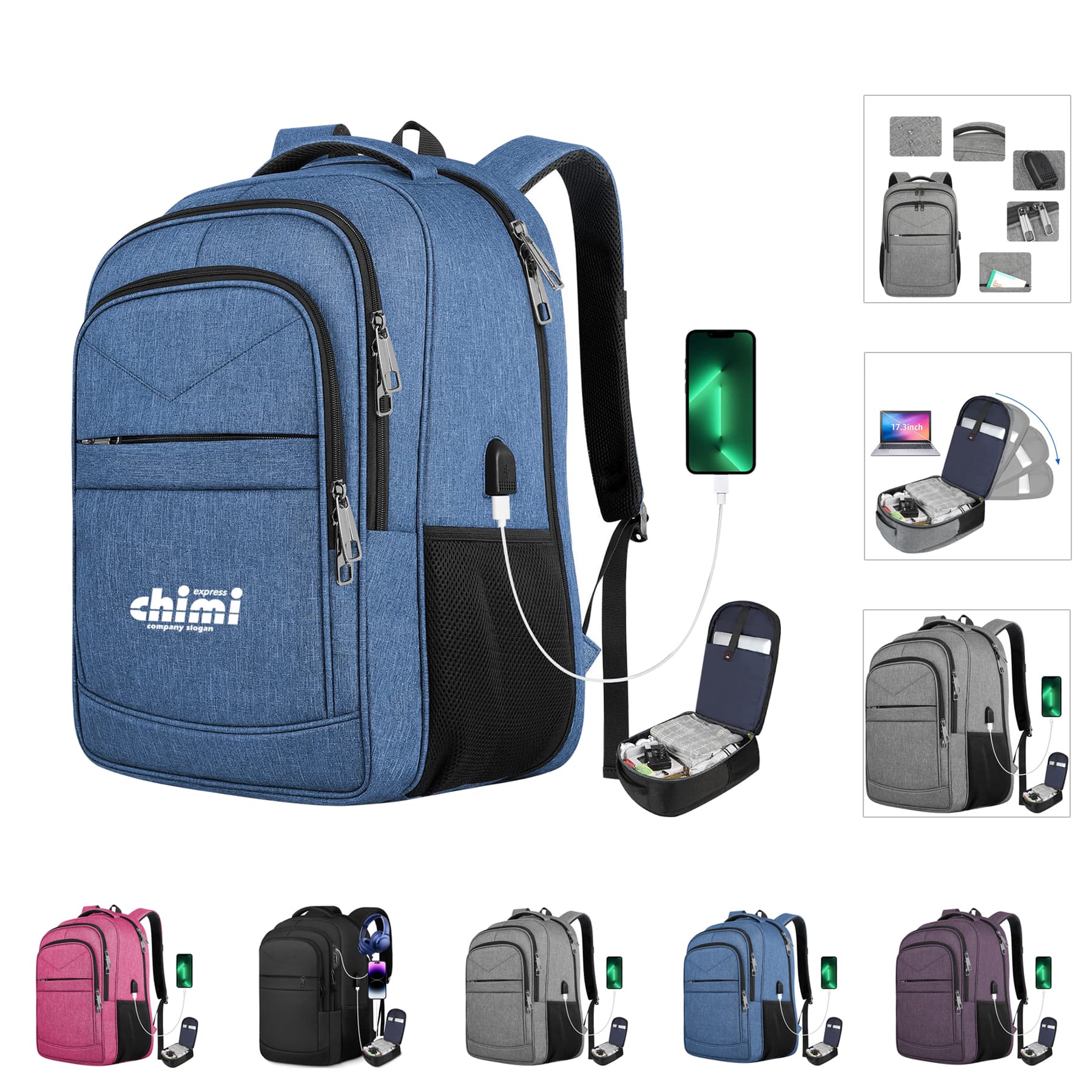 Extra Large Travel Carry on Laptop Backpack with USB Port