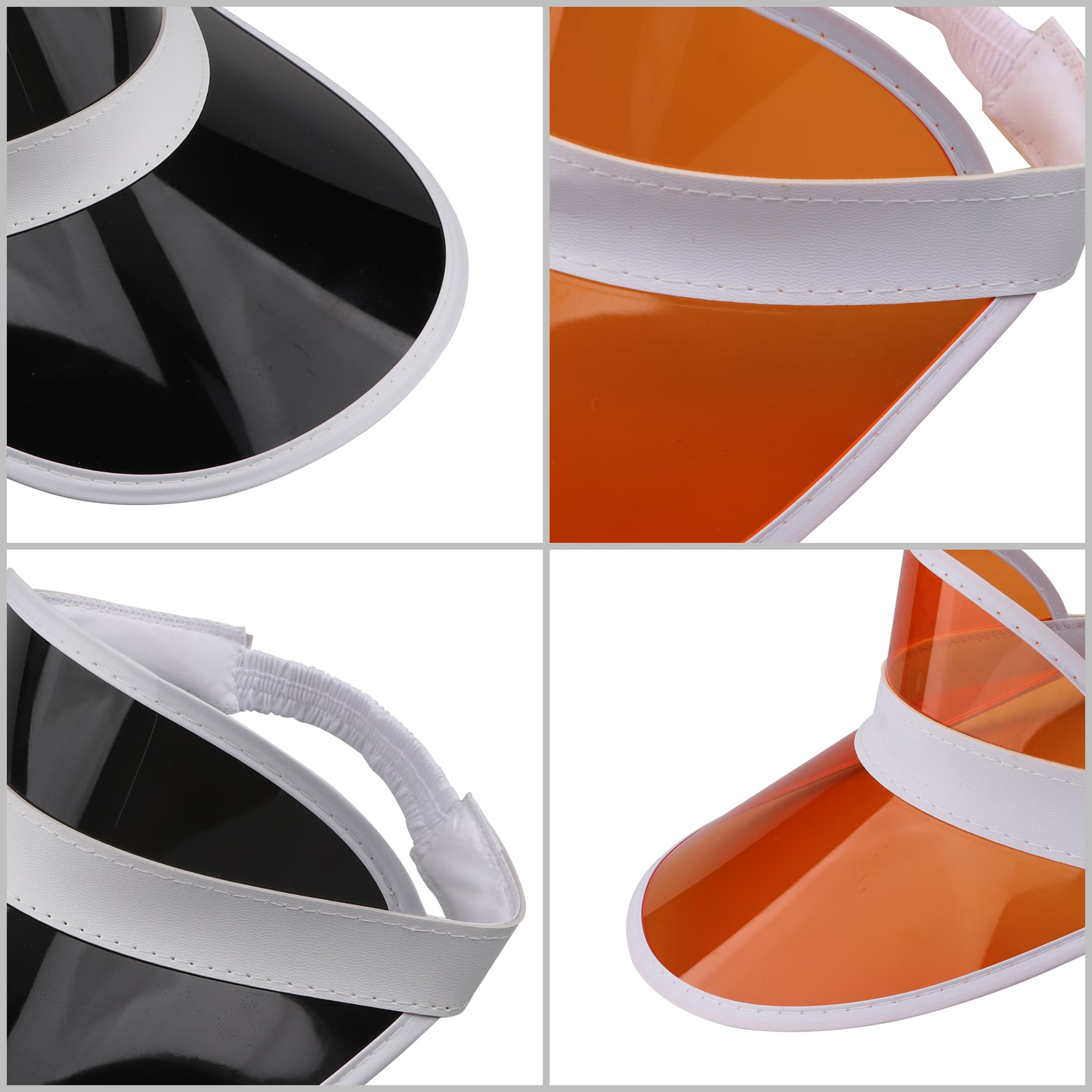 Custom Clear PVC Sun Visor Hats for Sports W/ Elastic Strap