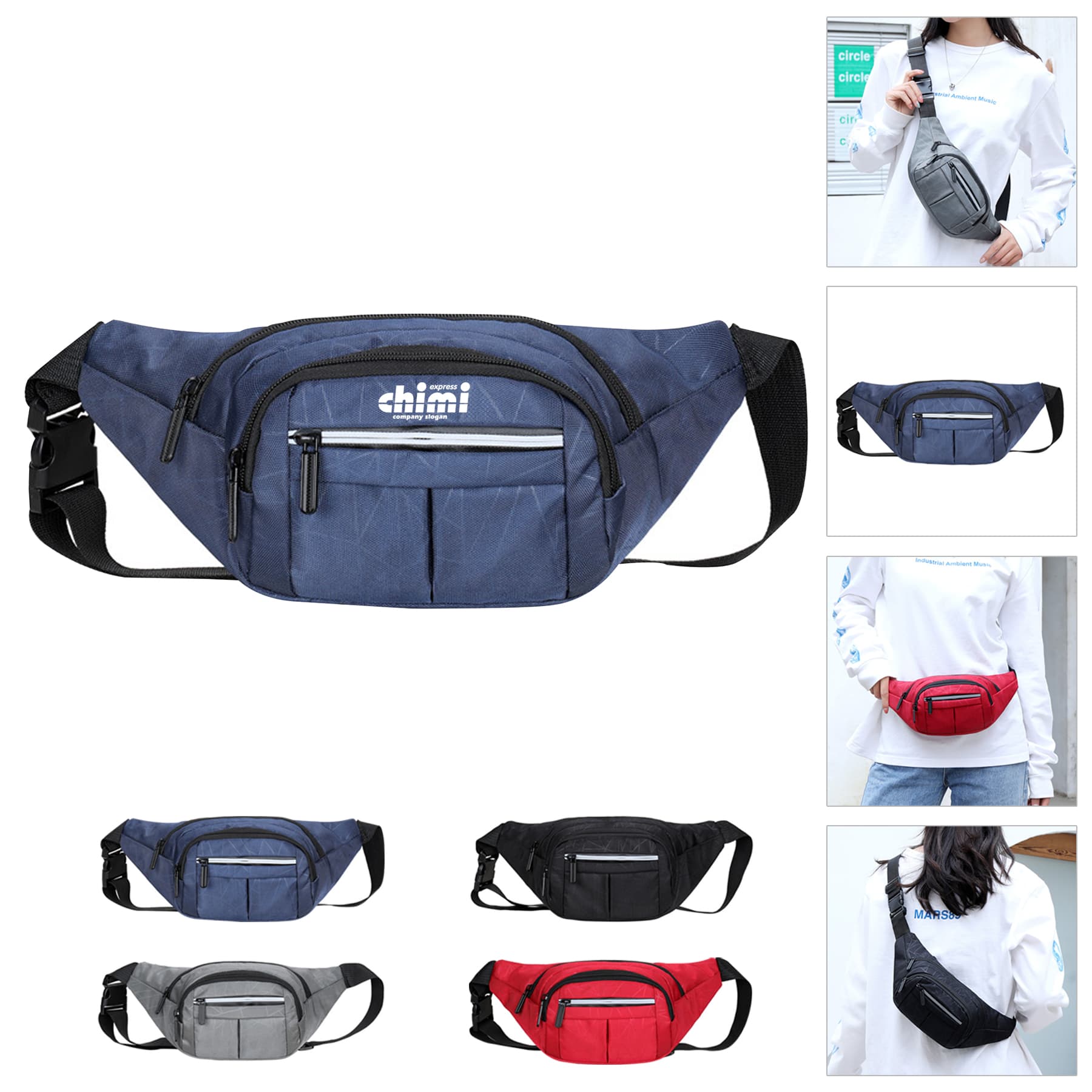 Crossbody Fanny Pack With Reflective Strips