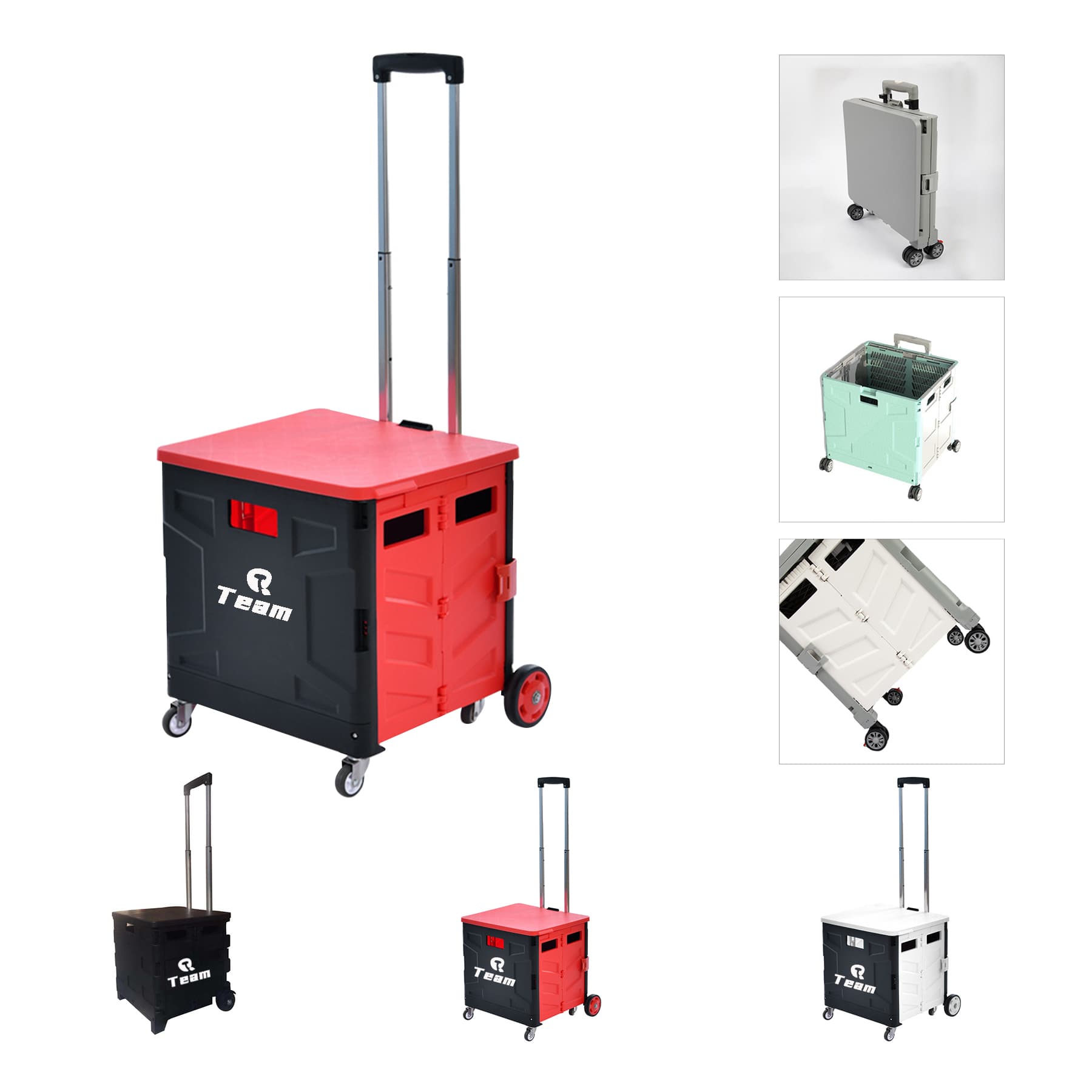 Folding Rolling Crate Handcart with 4 Rotate Wheels