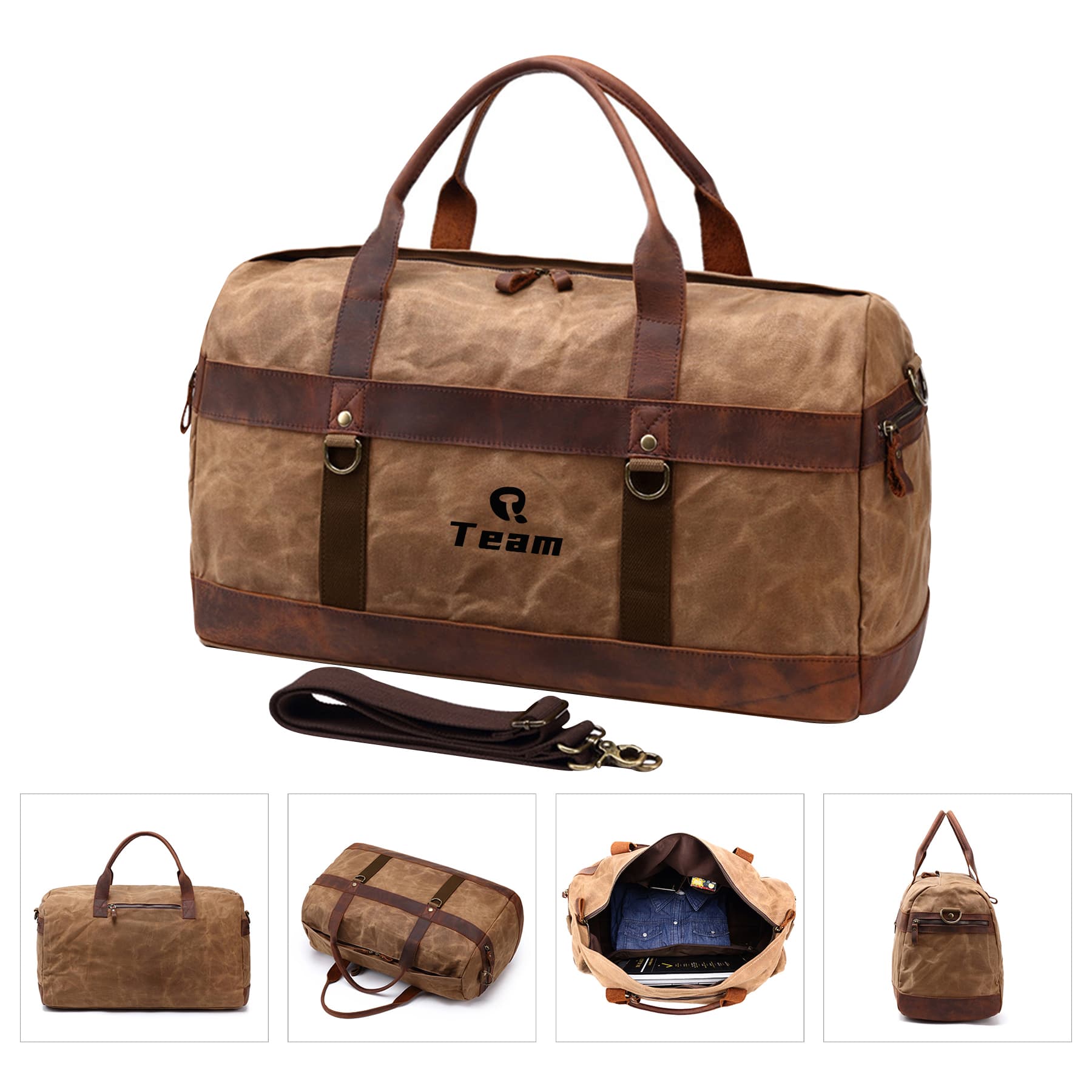 Duffel Bag Waterproof Canvas Leather Travel bag