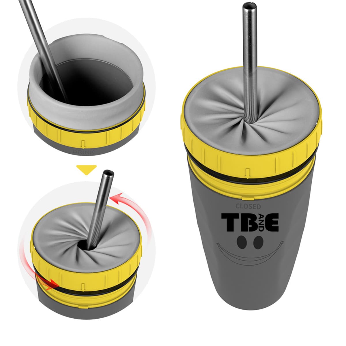 Creative Twist Design 10Oz Cup With Steel Straw