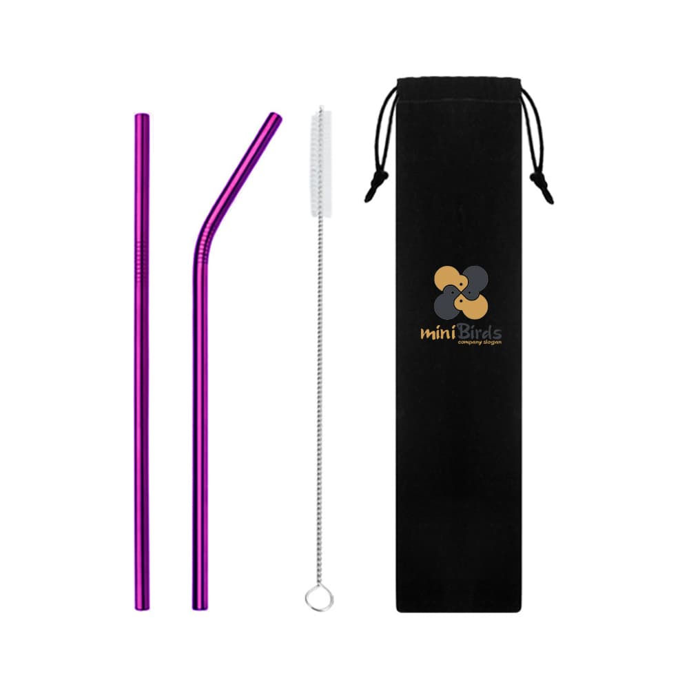 Colorful Straight & Bent Straws Kit