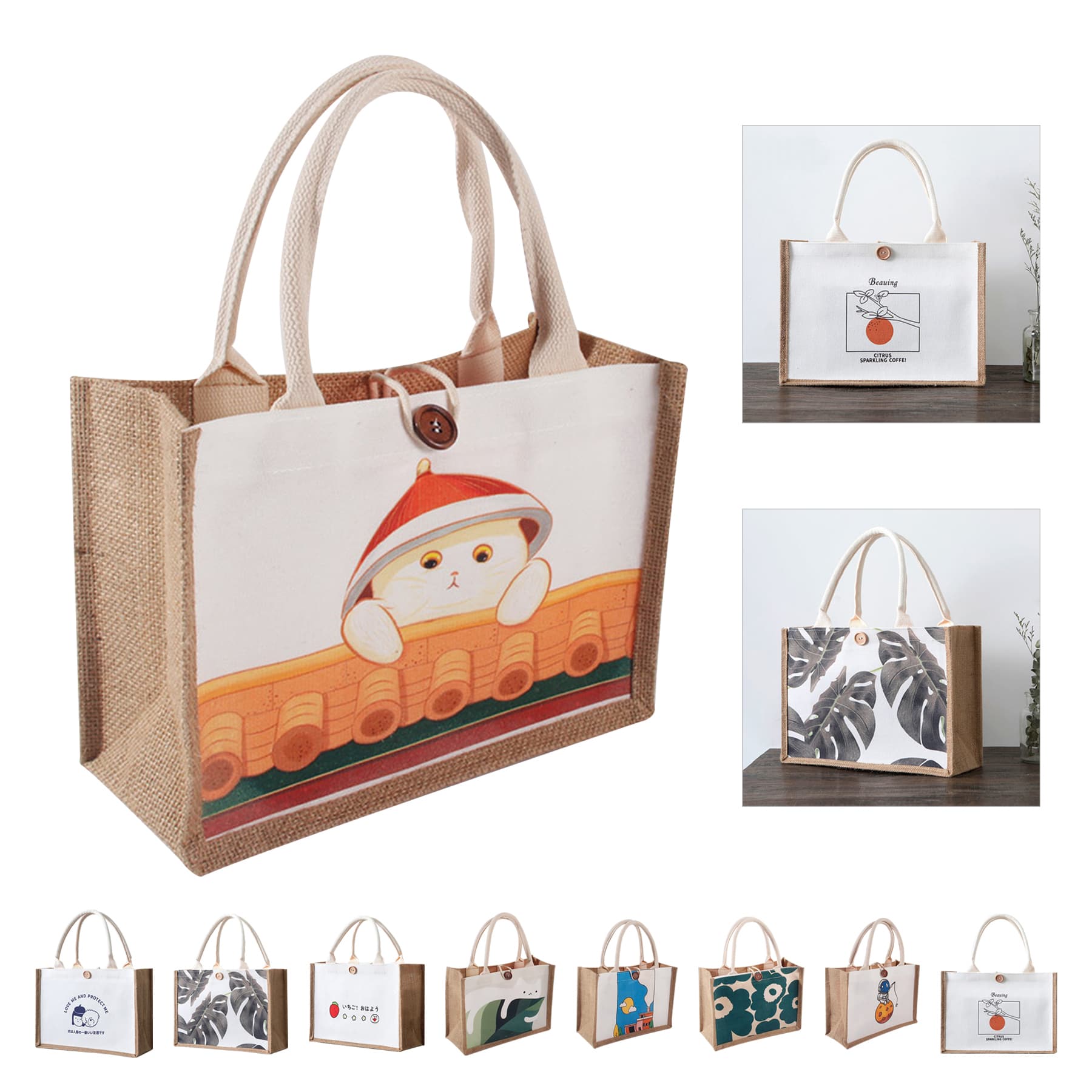 Companion stylish Burlap Canvas Tote - Full Color Imprint