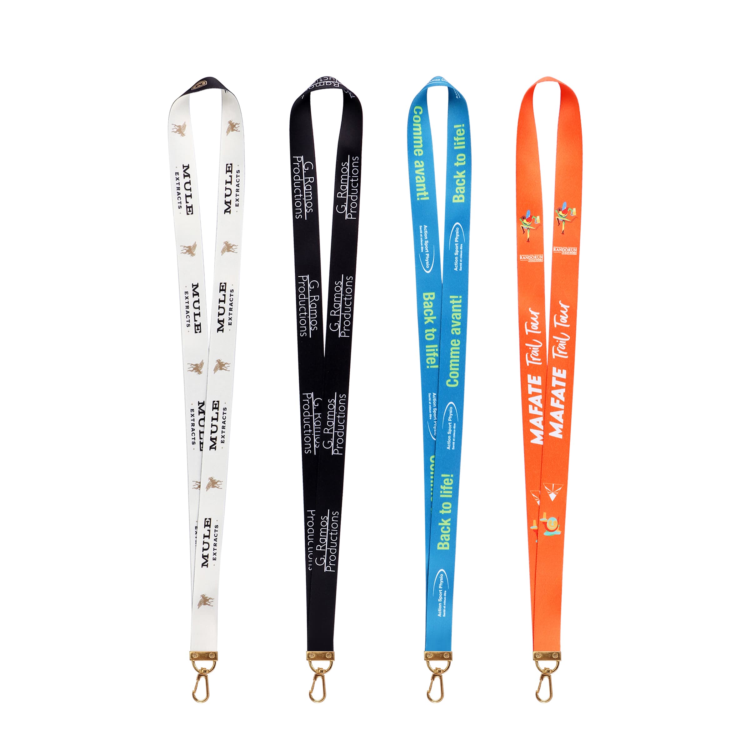3/4" Full Color Polyester Lanyard w/ Gold Swivel J Hook