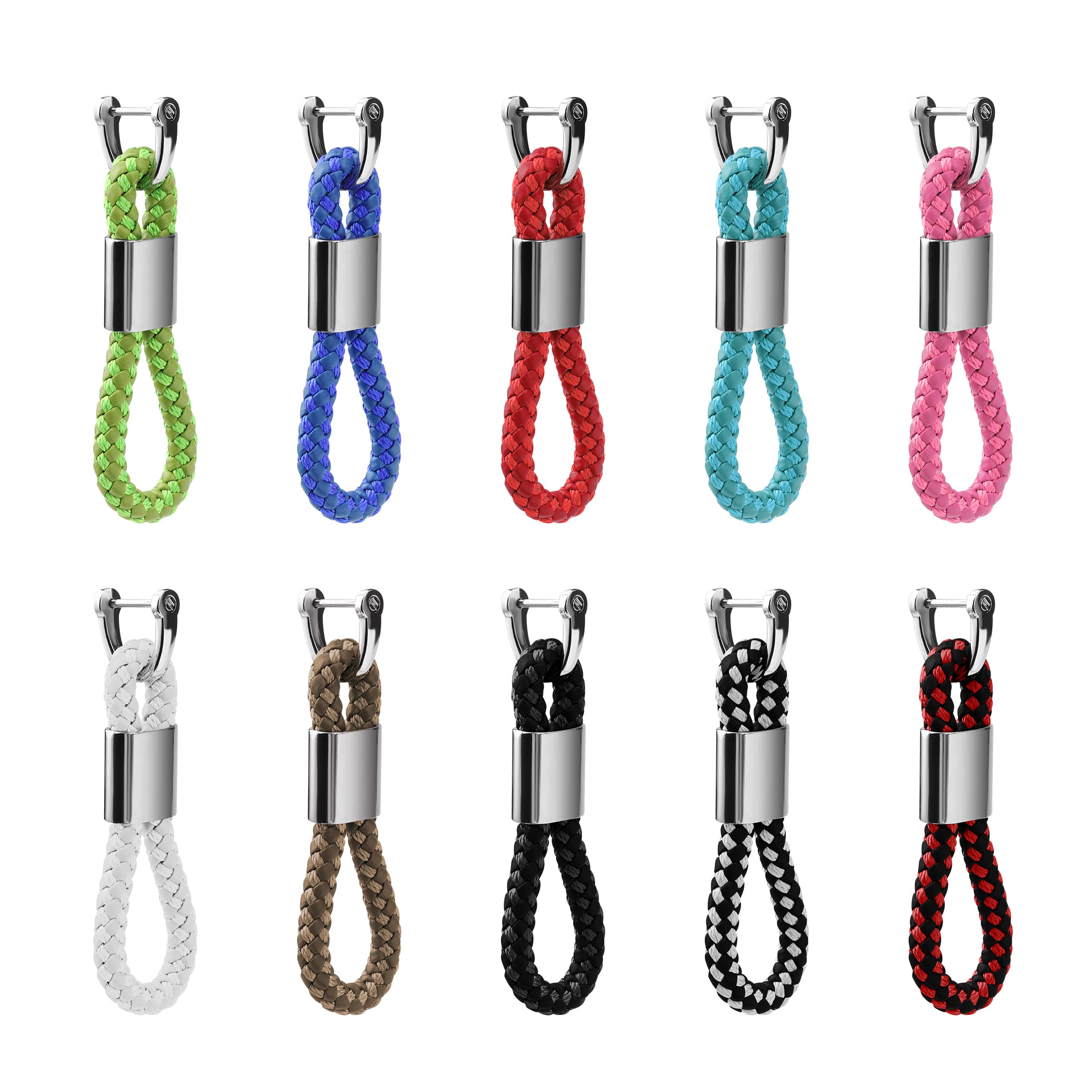 Braided Leather Keychain Car Key Fob