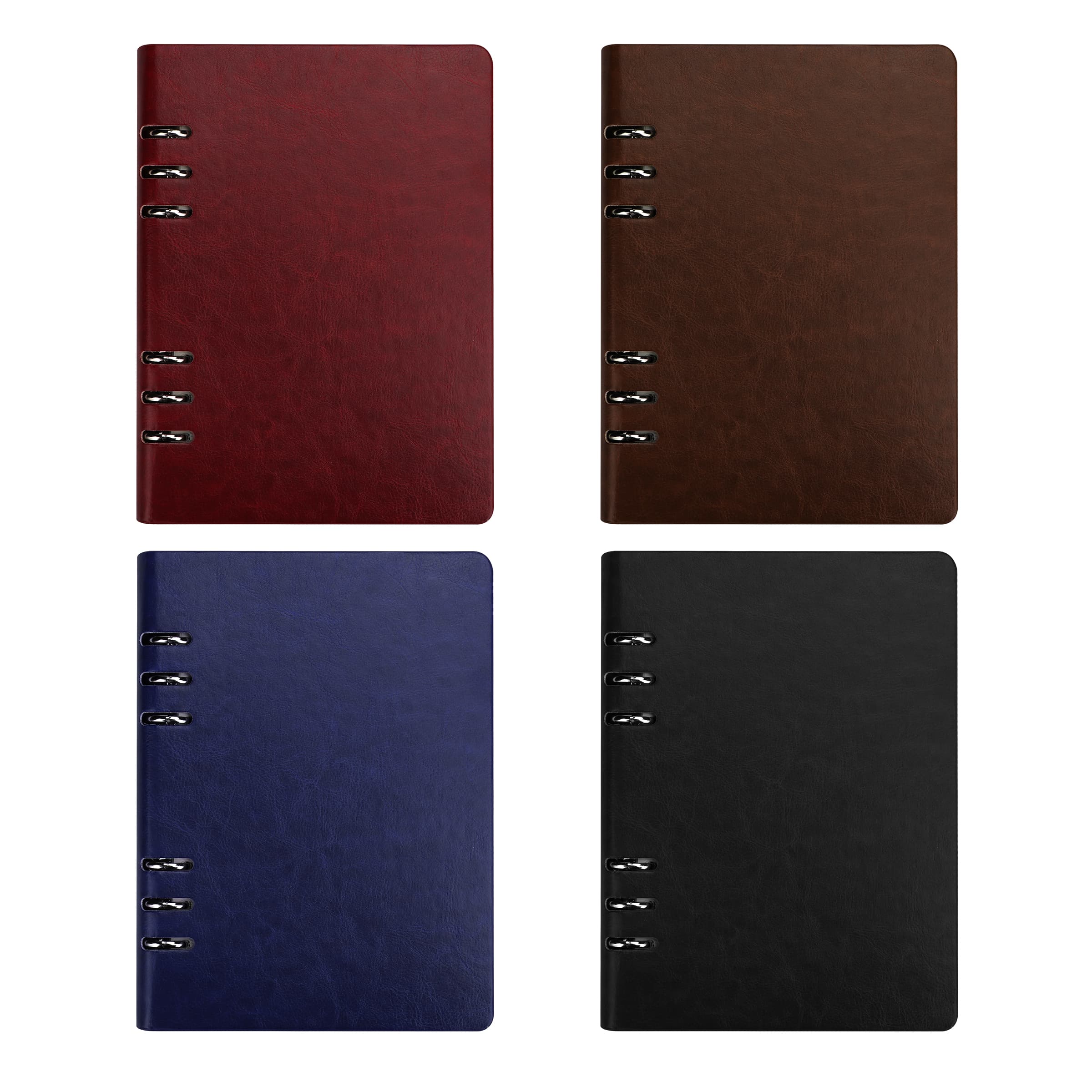 A5 Refillable PU Leather 6 Ring Binder Notebook