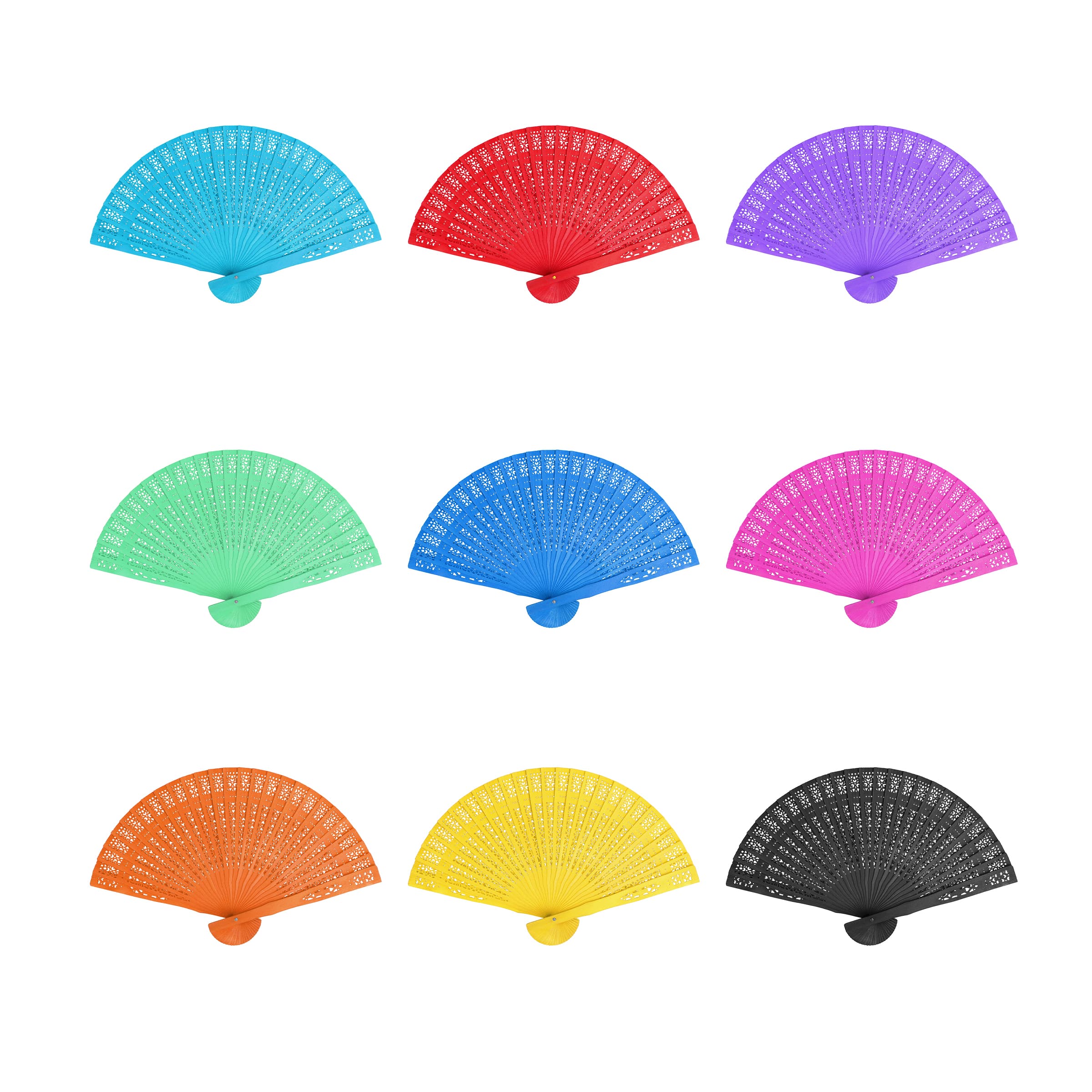 Wood Handheld Folding Hand Fan With Hollow Design