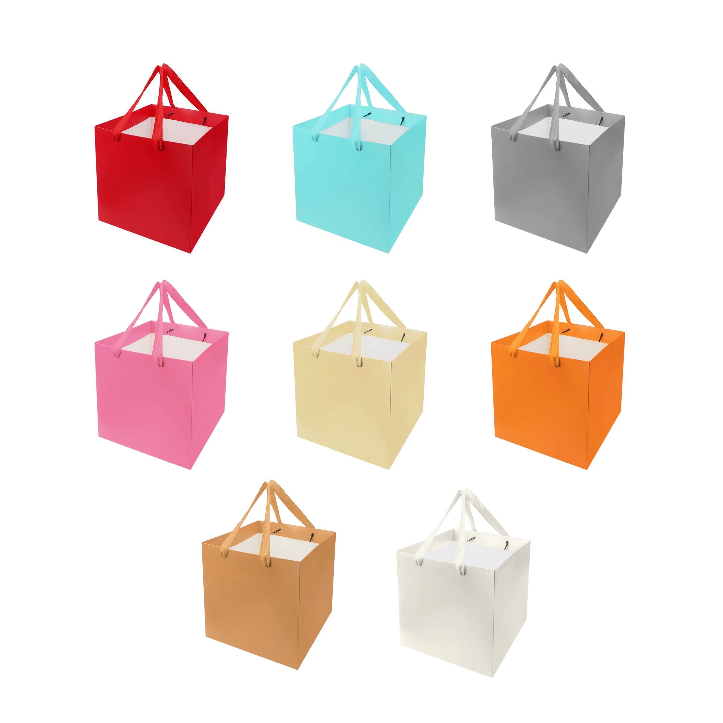 Full Color Matte Laminated Paper Gift Tote Bag 8"x8"x8"