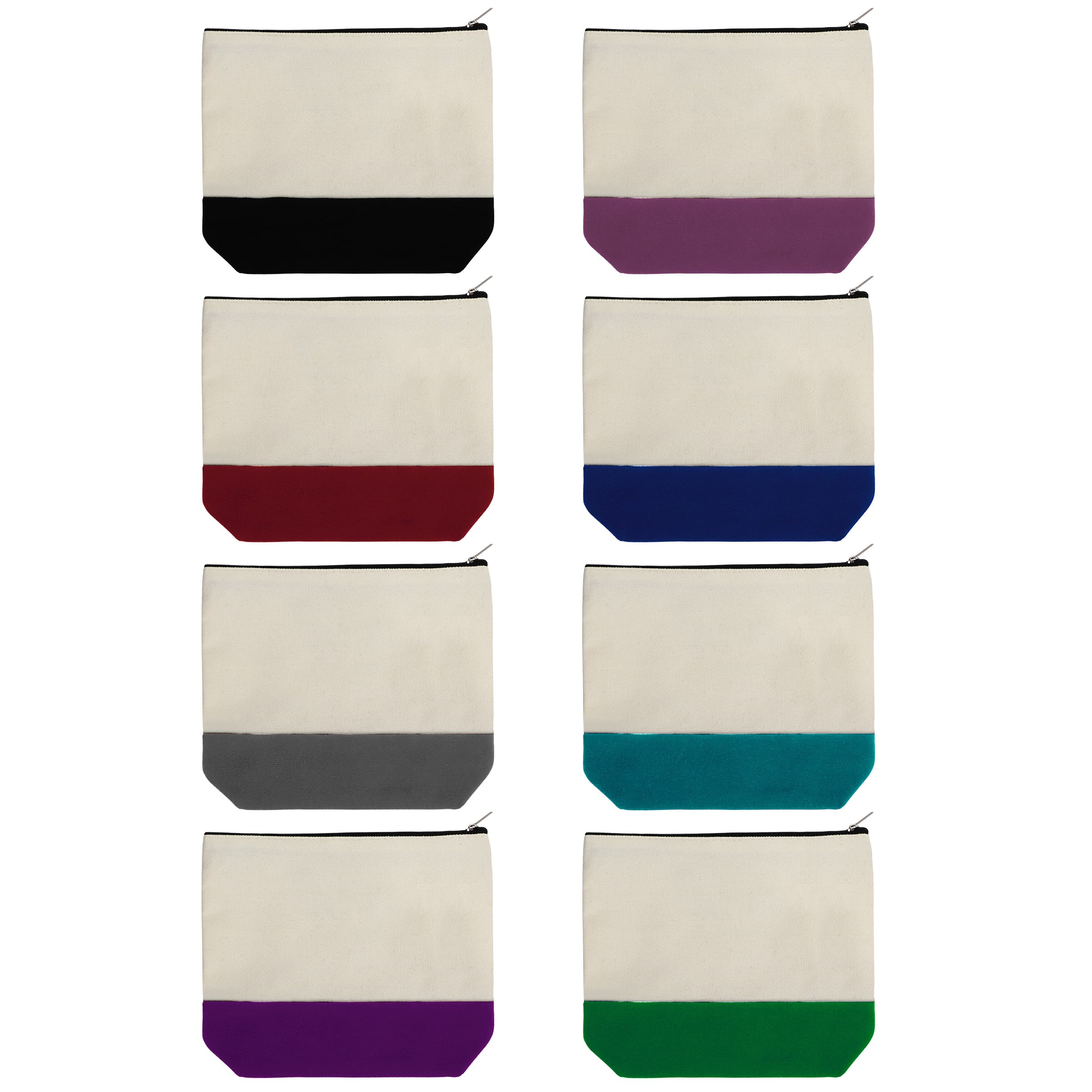 Two-Tone Canvas Small Travel Cosmetic Bag 8.7"x5.1"x2"